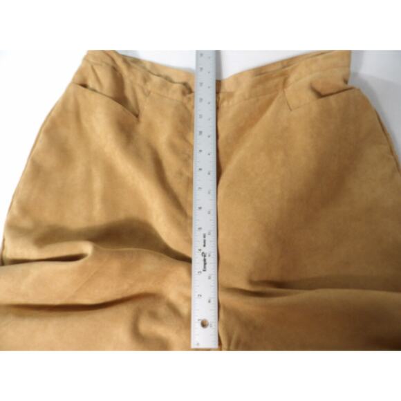 Worthington Womens Trousers Sz 12 Faux Suede Brown Pleated Hi Waist Straight Leg - Picture 13 of 16